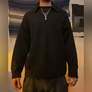 Men's Classic Black Zip-Up Sweater